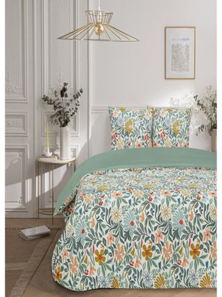 Future Home - Parure de lit 2 personnes en satin de coton imprimé floral
