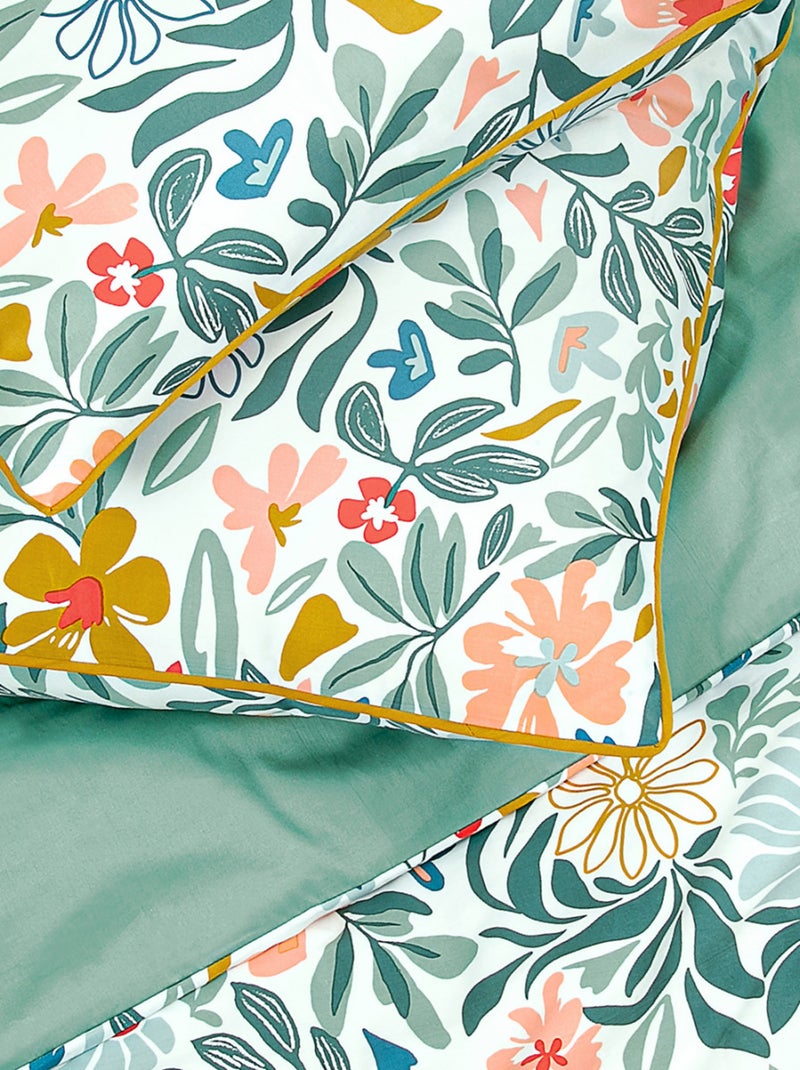 Future Home - Parure de lit 2 personnes en satin de coton imprimé floral Beige - Kiabi