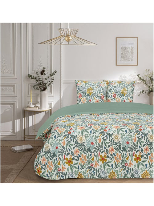 Future Home - Parure de lit 2 personnes en satin de coton imprimé floral - Kiabi