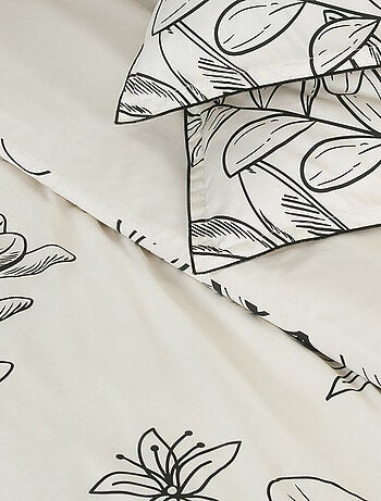 Future Home - Parure de lit 2 personnes en satin de coton imprimé végétal