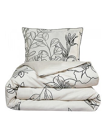 Future Home - Parure de lit 2 personnes en satin de coton imprimé végétal