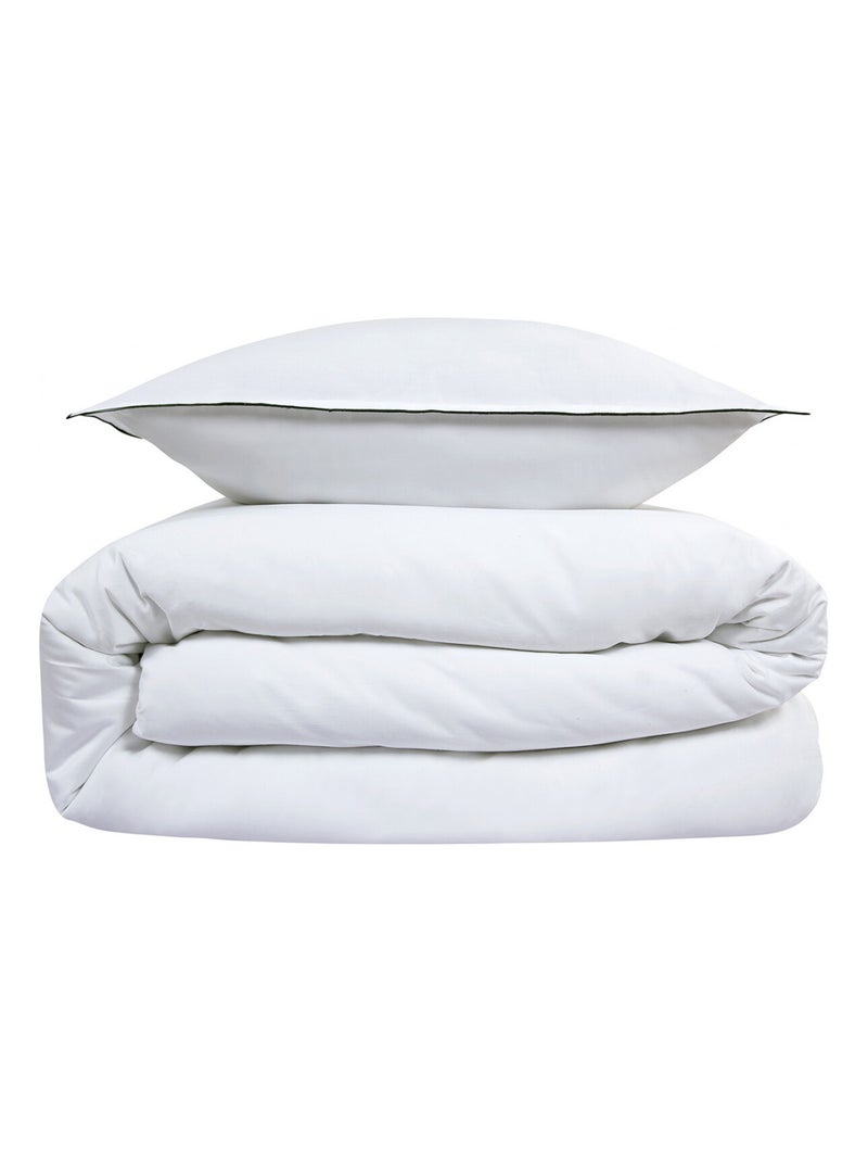 Future Home - Parure de lit 2 personnes en satin de coton unie Blanc - Kiabi