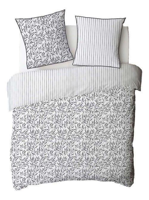 Future Home - Parure de lit 2 personnes feuillage et rayures en coton - Kiabi Future Home - Parure de lit 2 personnes feuillage et rayures en coton - Kiabi