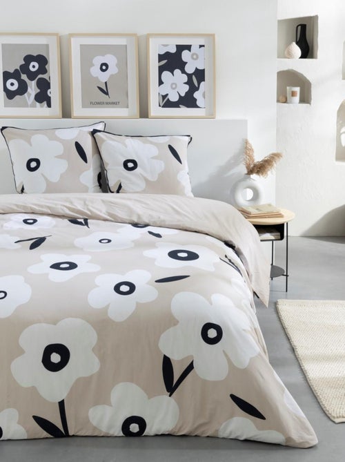 Future Home - Parure de lit 2 personnes fleur en coton - Kiabi
