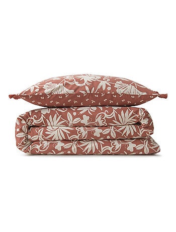 Future Home - Parure de lit 2 personnes floral à franges en coton