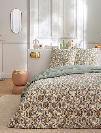 Future Home - Parure de lit 2 personnes floral charme rayé