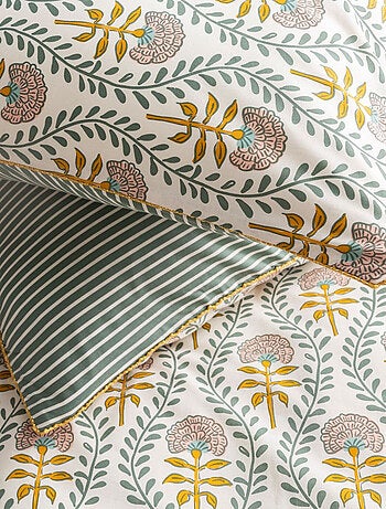 Future Home - Parure de lit 2 personnes floral charme rayé