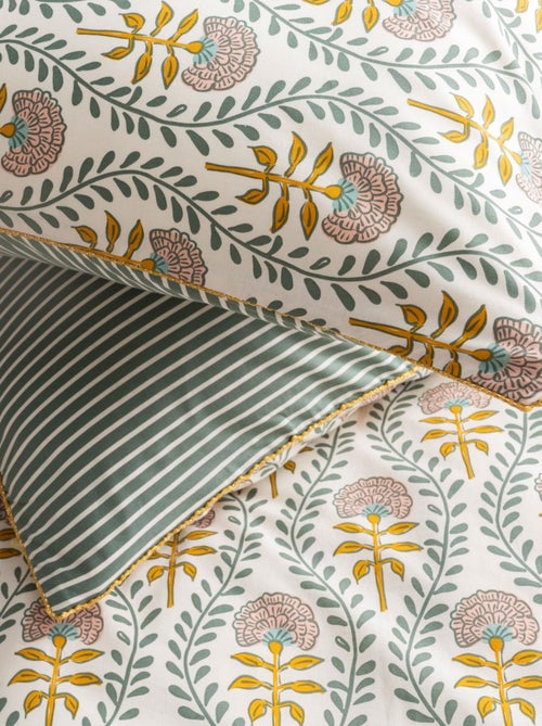 Future Home - Parure de lit 2 personnes floral charme rayé - Kiabi