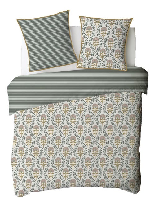 Future Home - Parure de lit 2 personnes floral charme rayé - Kiabi