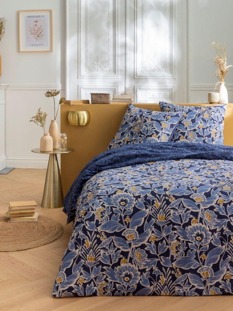 Future Home - Parure de lit 2 personnes floral charme réversible Bleu - Kiabi