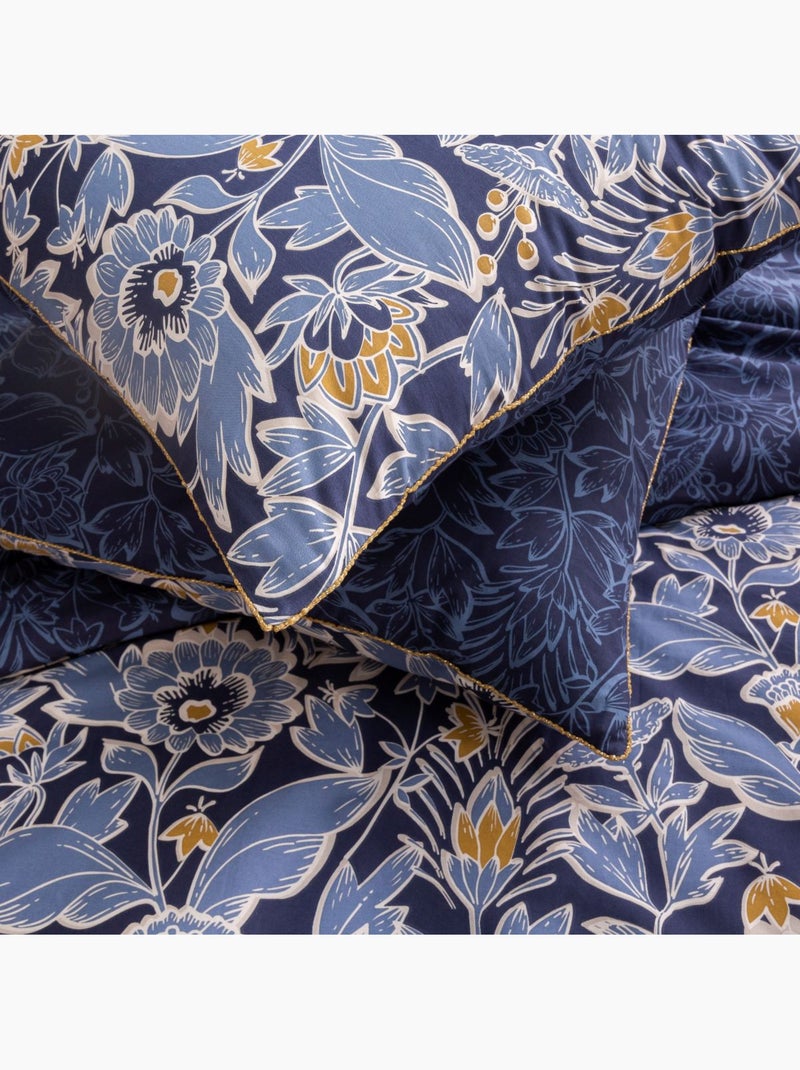 Future Home - Parure de lit 2 personnes floral charme réversible Bleu - Kiabi