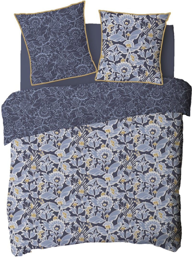 Future Home - Parure de lit 2 personnes floral charme réversible Bleu - Kiabi