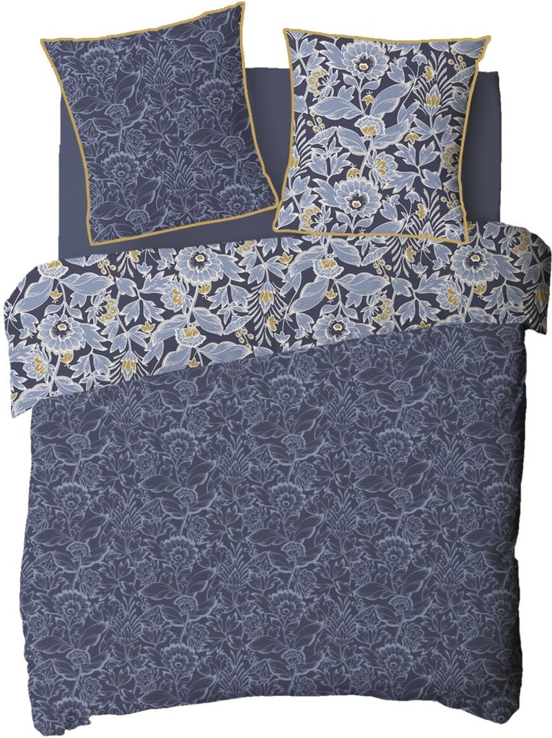 Future Home - Parure de lit 2 personnes floral charme réversible Bleu - Kiabi