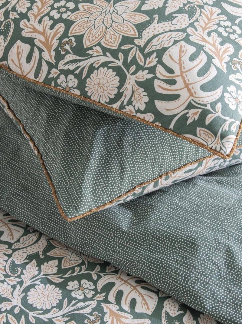 Future Home - Parure de lit 2 personnes floral et pois en coton Vert - Kiabi