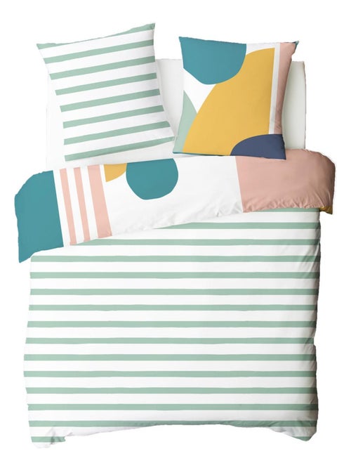 Future Home - Parure de lit 2 personnes géométrique à rayures - Kiabi
