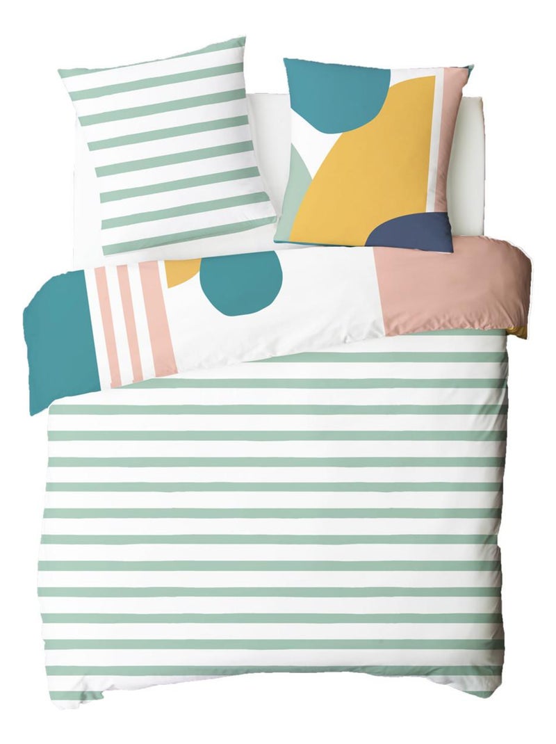 Future Home - Parure de lit 2 personnes géométrique à rayures Multicolore - Kiabi
