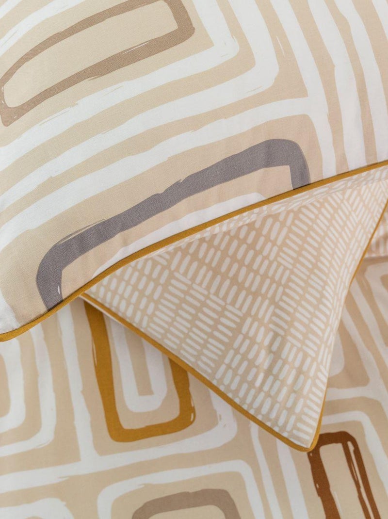 Future Home - Parure de lit 2 personnes géométrique en coton Beige - Kiabi