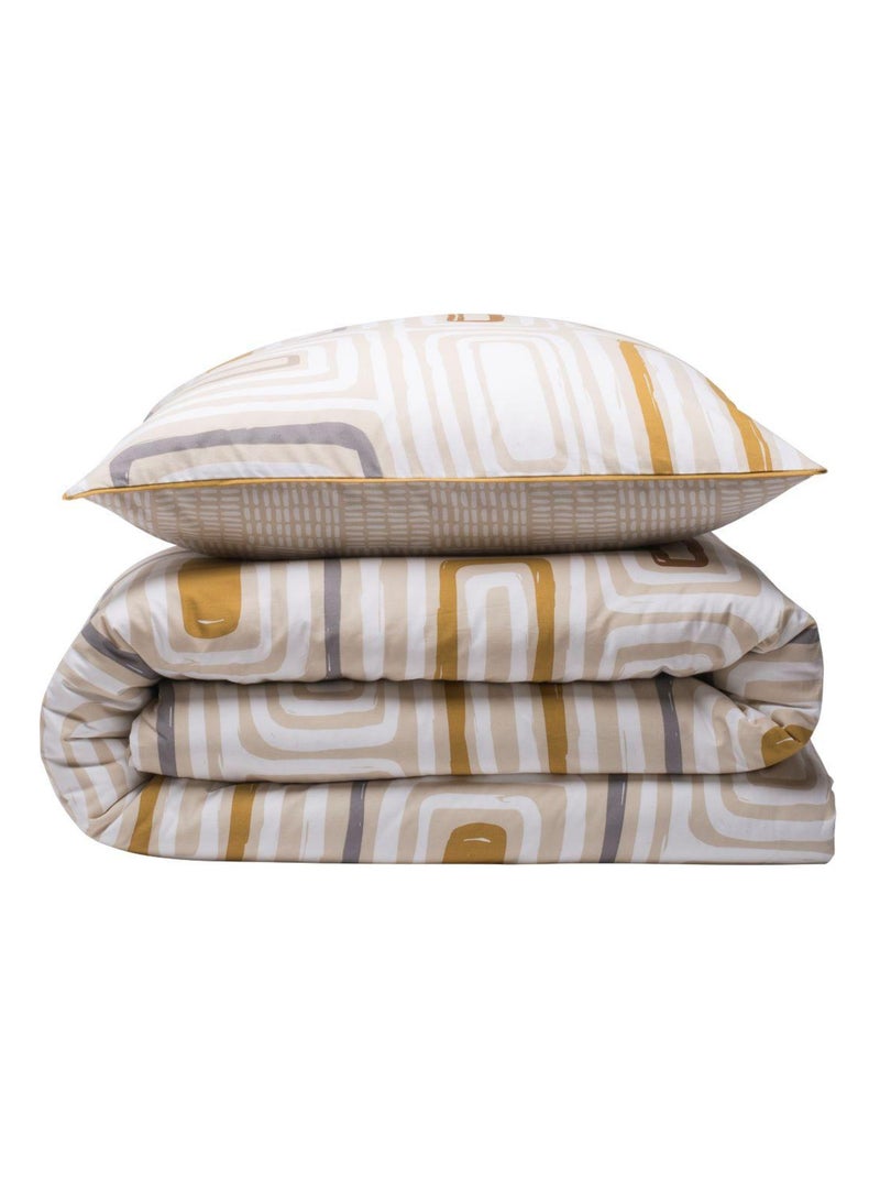 Future Home - Parure de lit 2 personnes géométrique en coton Beige - Kiabi