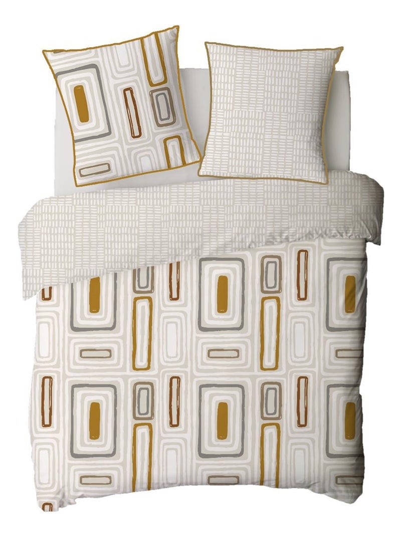 Future Home - Parure de lit 2 personnes géométrique en coton Beige - Kiabi