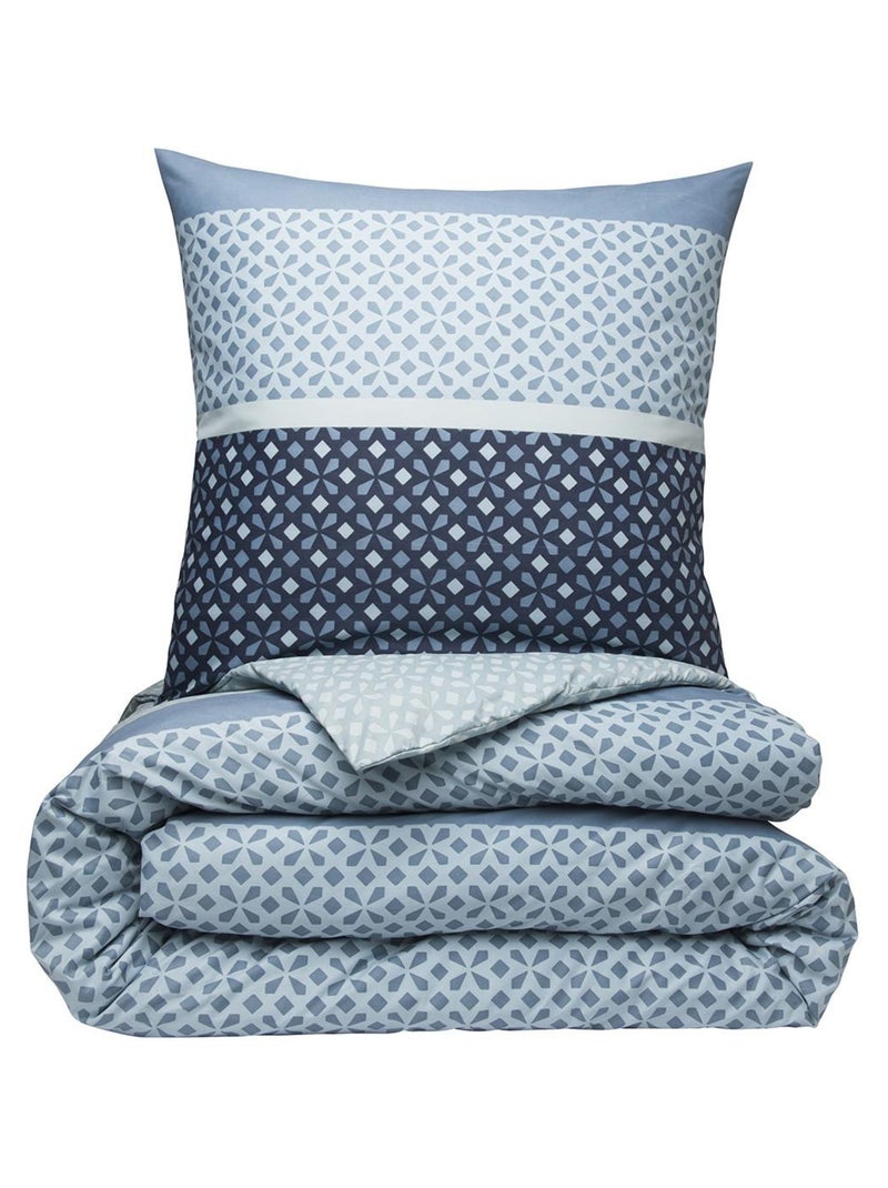 Future Home - Parure de lit 2 personnes géométrique en microfibre Bleu - Kiabi