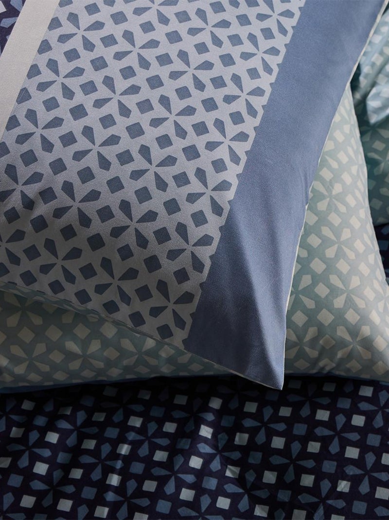 Future Home - Parure de lit 2 personnes géométrique en microfibre Bleu - Kiabi