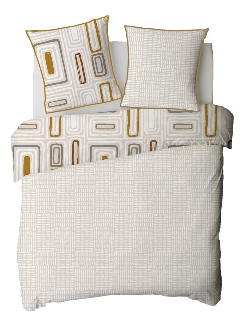 Future Home - Parure de lit 2 personnes géométrique réversible Beige - Kiabi