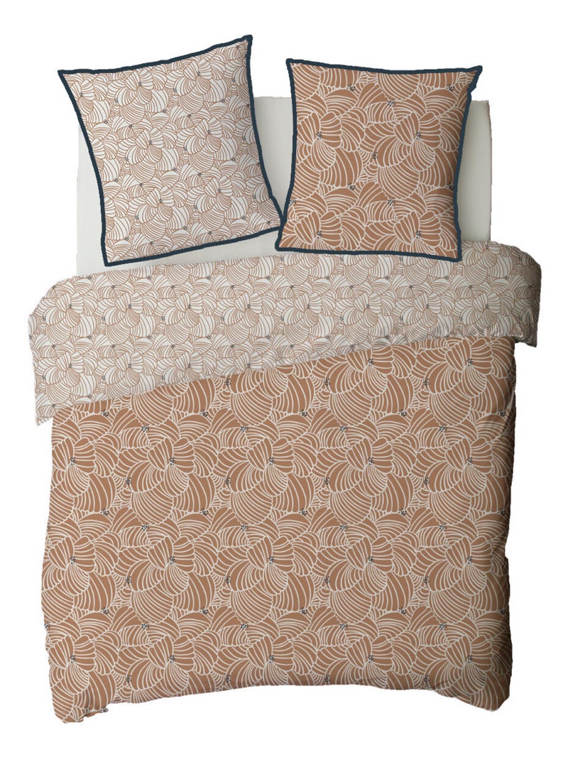 Future Home - Parure de lit 2 personnes graphique floral en coton Marron caramel - Kiabi