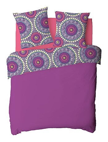 Future Home - Parure de lit 2 personnes rosaces en satin 78 fils