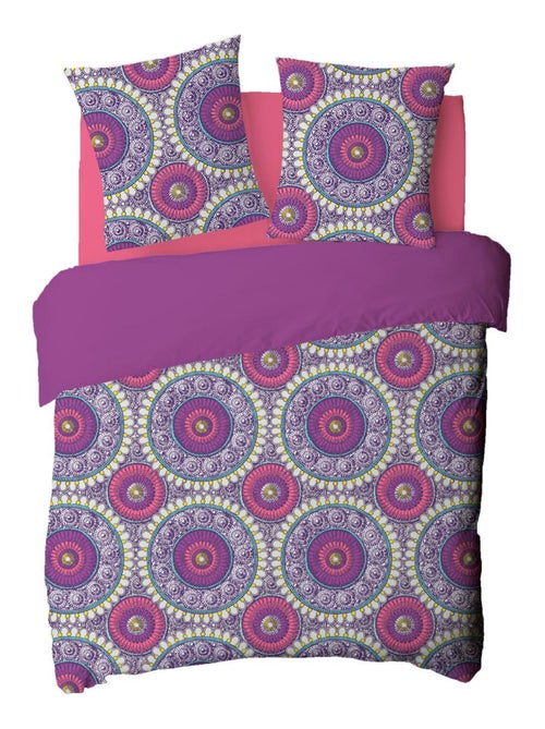 Future Home - Parure de lit 2 personnes rosaces en satin 78 fils - Kiabi
