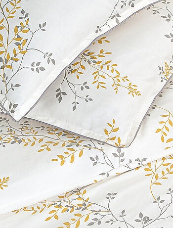 Future Home - Parure de lit 2 personnes satin de coton motif feuillage