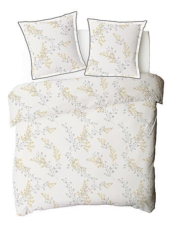 Future Home - Parure de lit 2 personnes satin de coton motif feuillage