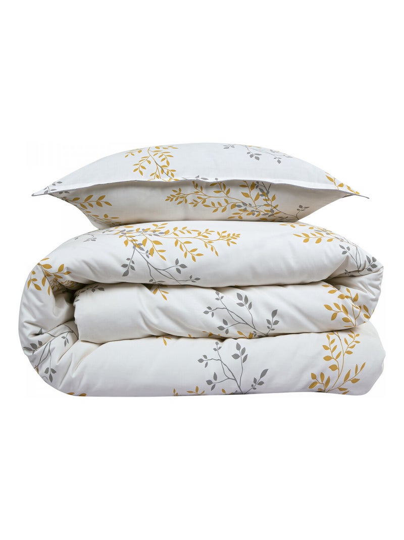 Future Home - Parure de lit 2 personnes satin de coton motif feuillage Beige - Kiabi