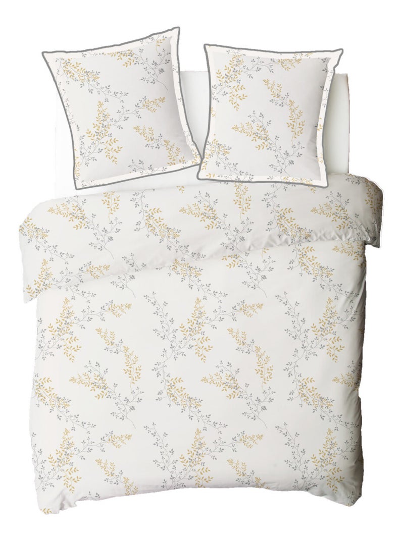 Future Home - Parure de lit 2 personnes satin de coton motif feuillage Beige - Kiabi