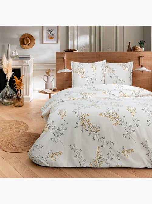 Future Home - Parure de lit 2 personnes satin de coton motif feuillage - Kiabi