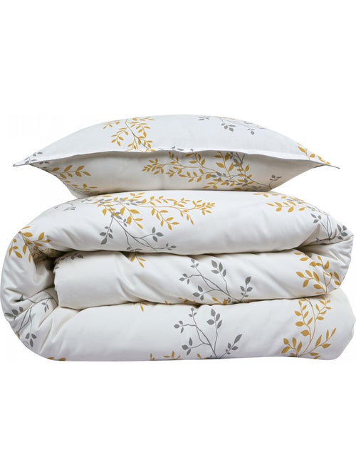 Future Home - Parure de lit 2 personnes satin de coton motif feuillage - Kiabi