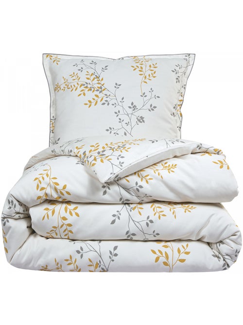 Future Home - Parure de lit 2 personnes satin de coton motif feuillage - Kiabi