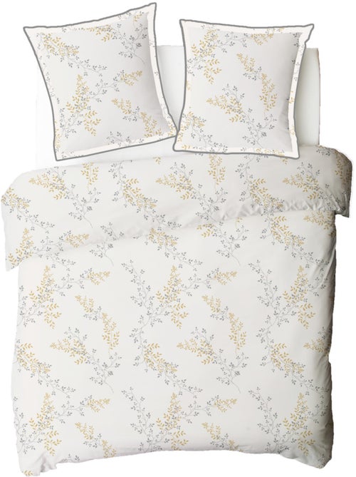 Future Home - Parure de lit 2 personnes satin de coton motif feuillage - Kiabi