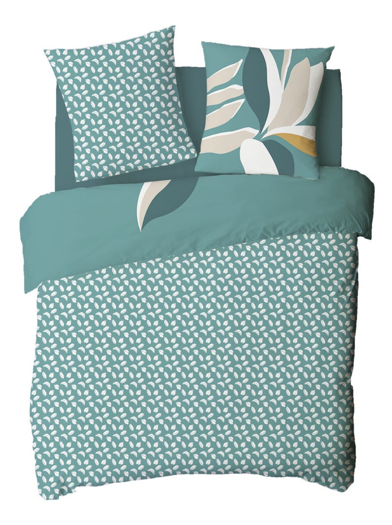 Future Home - Parure de lit 2 personnes tropical réversible feuilles Vert - Kiabi