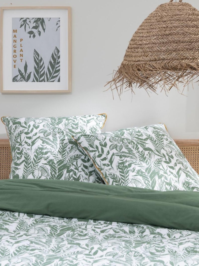 Future Home - Parure de lit 2 personnes tropical réversible unie Vert - Kiabi