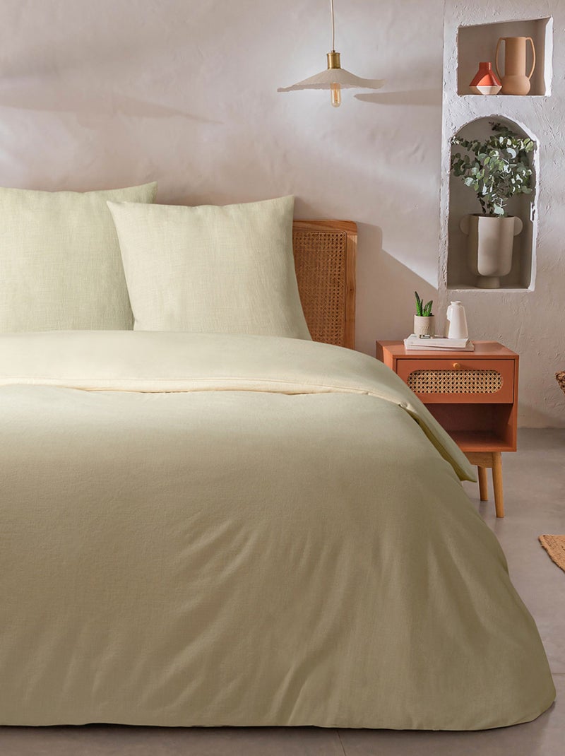 Future Home - Parure de lit 2 personnes unie effet lin Beige - Kiabi