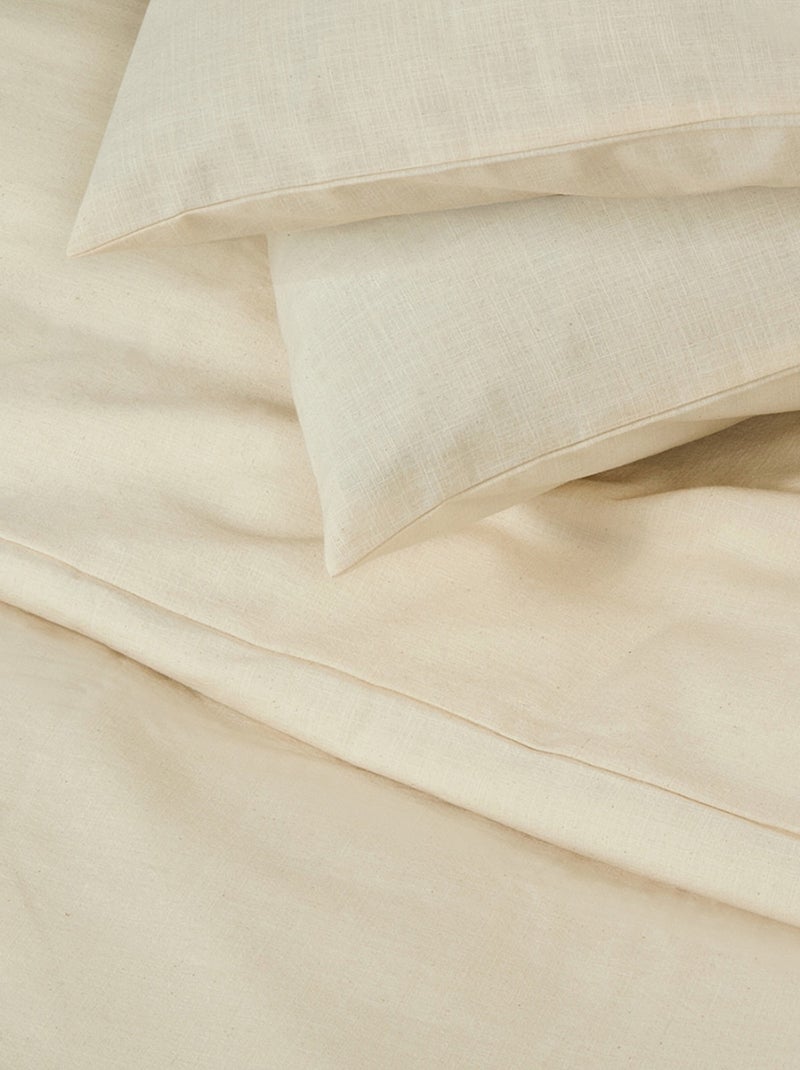 Future Home - Parure de lit 2 personnes unie effet lin Beige - Kiabi