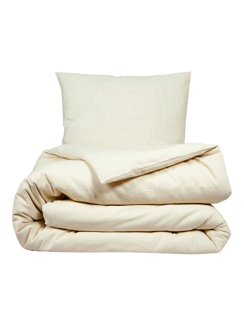 Future Home - Parure de lit 2 personnes unie effet lin Beige - Kiabi