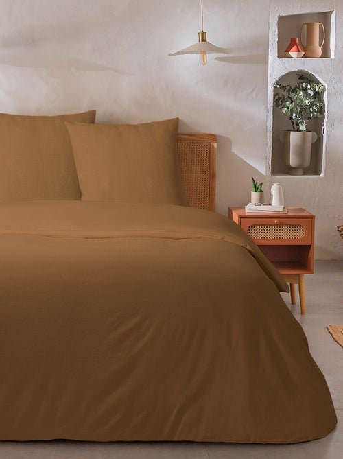Future Home - Parure de lit 2 personnes unie effet lin - Kiabi