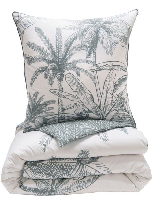 Future Home - Parure de lit 2 personnes végétal réversible en coton - Kiabi