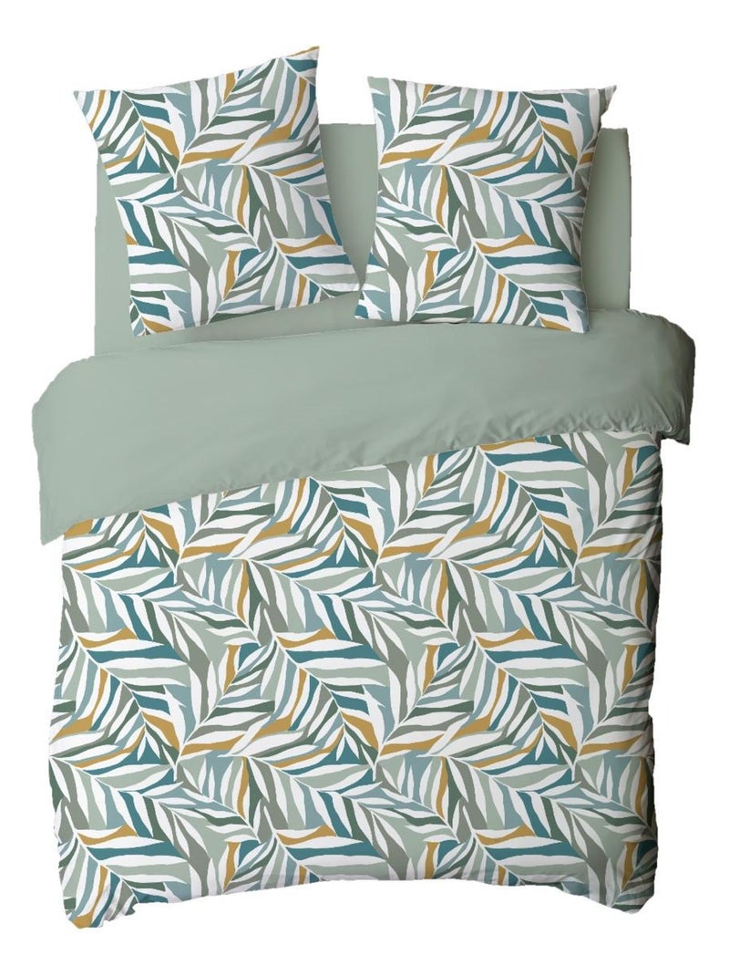 Future Home - Parure de lit 2 personnes végétal réversible unie Vert - Kiabi