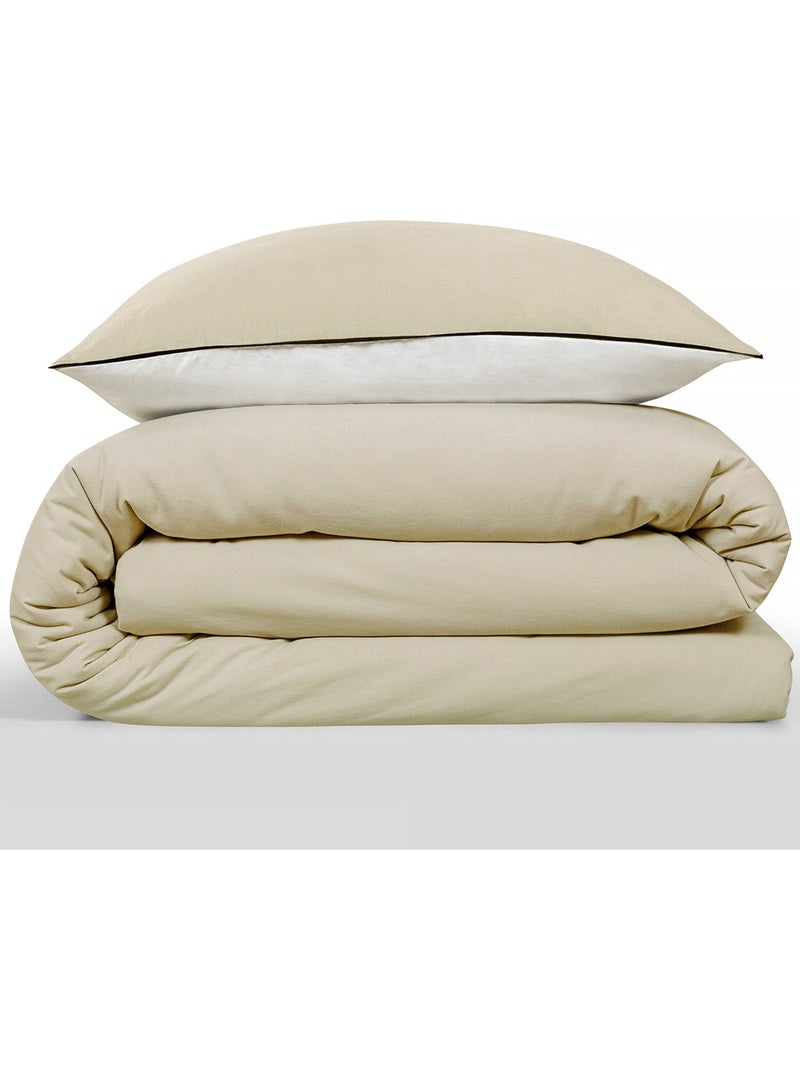 Future Home - Parure de lit double bicolore Beige - Kiabi