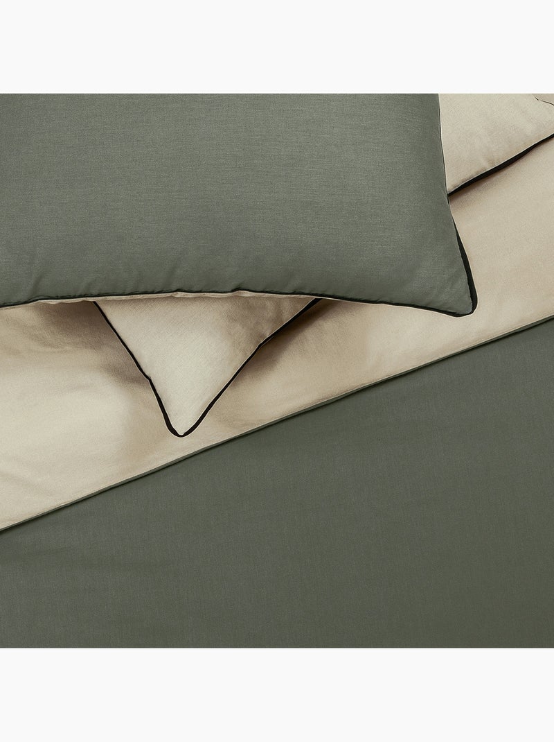 Future Home - Parure de lit double bicolore Vert kaki - Kiabi