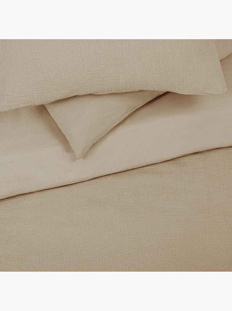Future Home - Parure de lit double en gaze de coton Beige - Kiabi