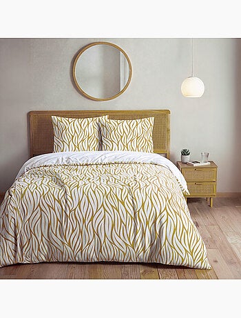 Future home - parure de lit double en microfibre motif feuilles