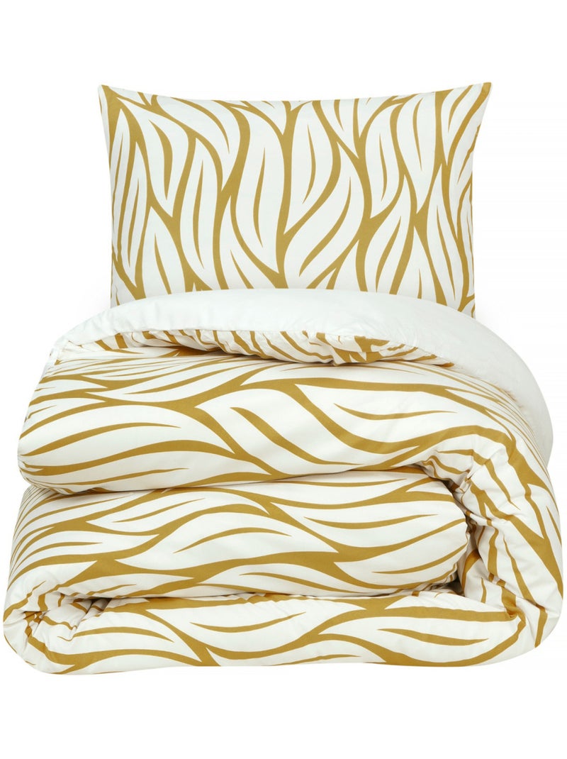 Future home - parure de lit double en microfibre motif feuilles Jaune - Kiabi